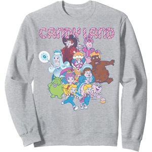 Candy Land Retro Game Characters Group Shot Logo Sweatshirt(Heather Grey)