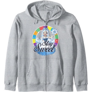 Candy Land Stay Sweet Princess Frostine Game Wheel Logo Zip Hoodie(Heather Grey)