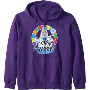 Candy Land Stay Sweet Princess Frostine Game Wheel Logo Zip Hoodie(Purple)