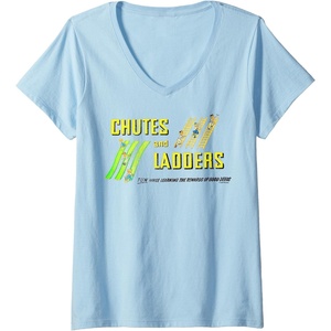 Chutes And Ladders Classic Logo V-Neck T-Shirt(Baby Blue)