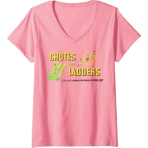 Chutes And Ladders Classic Logo V-Neck T-Shirt(Pink)