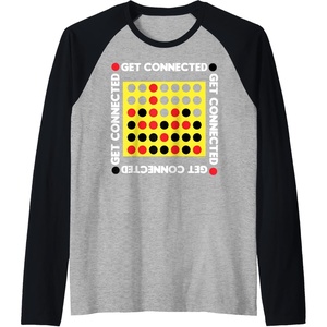 Connect Four Game Box Up Raglan Baseball Tee(Black/Athletic Heather)