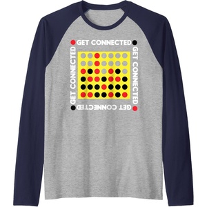 Connect Four Game Box Up Raglan Baseball Tee(Navy Blue/Athletic Heather)