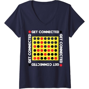 Connect Four Game Box Up V-Neck T-Shirt(Navy Blue)