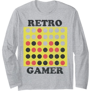 Connect Four Retro Gamer Board Long Sleeve T-Shirt(Heather Grey)