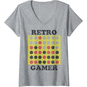 Connect Four Retro Gamer Board V-Neck T-Shirt(Heather Grey)