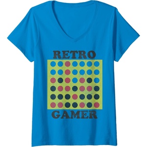 Connect Four Retro Gamer Board V-Neck T-Shirt(Sapphire Blue)