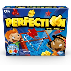 Hasbro Gaming Perfection Plus 2-Player Duel Mode Popping Shapes and Pieces Ages 5 and Up, Easter Gifts for Kids (Amazon Exclusive)