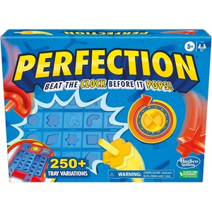 Hasbro Gaming Perfection Pop Up Game for Kids Ages 5 and Up, Customize The Tray for Over 250 Combinations, Kids Games for 1+ Players(Standard)