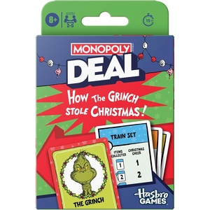 Monopoly Deal: How the Grinch Stole Christmas! Edition Card Game | Officially Licensed Dr. Seuss Family Games | 2-5 Players | 15 Mins. | Ages 8+