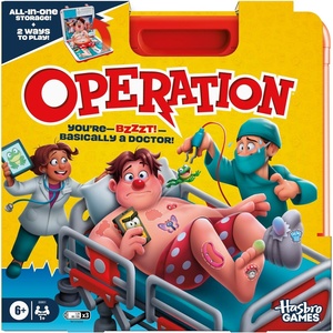 Operation Electronic Board Game with All-in-One Carrying Case | 2 Ways to Play | Ages 6+ | 1+ Players | 10 Mins. | Fun Kids Games