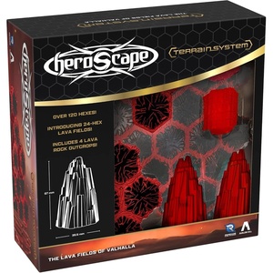 Renegade Game Studios Heroscape: Lava Fields of Valhalla Terrain Expansion, 120+ Hex Tiles, 4 Lava Rock Outcrop Pieces
