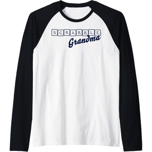 Scrabble Grandma Tiles Raglan Baseball Tee(Black/White)