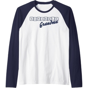 Scrabble Grandma Tiles Raglan Baseball Tee(Navy Blue/White)