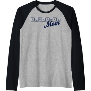 Scrabble Mother’s Day Mom Tiles Logo Raglan Baseball Tee(Black/Athletic Heather)