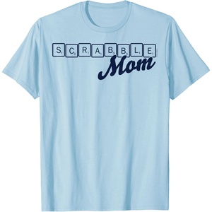 Scrabble Mother’s Day Mom Tiles Logo T-Shirt(Baby Blue)