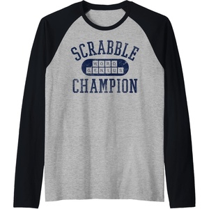Scrabble Word Genius Scrabble Champion Raglan Baseball Tee(Black/Athletic Heather)
