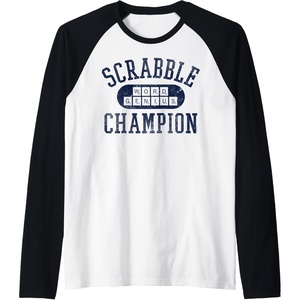 Scrabble Word Genius Scrabble Champion Raglan Baseball Tee(Black/White)