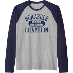 Scrabble Word Genius Scrabble Champion Raglan Baseball Tee(Navy Blue/Athletic Heather)