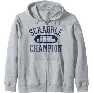 Scrabble Word Genius Scrabble Champion Zip Hoodie(Heather Grey)
