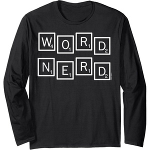 Scrabble Word Nerd Tiles Long Sleeve T-Shirt(Black)