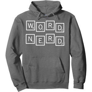 Scrabble Word Nerd Tiles Pullover Hoodie(Asphalt Grey)