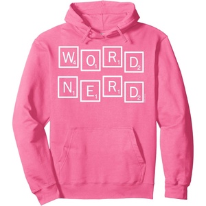 Scrabble Word Nerd Tiles Pullover Hoodie(Bright Pink)