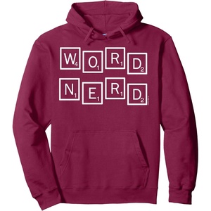 Scrabble Word Nerd Tiles Pullover Hoodie(Burgundy)