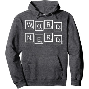 Scrabble Word Nerd Tiles Pullover Hoodie(Dark Heather Grey)