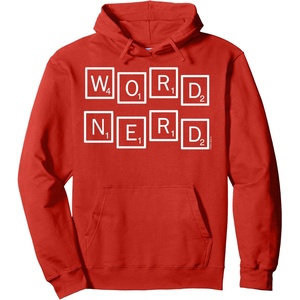Scrabble Word Nerd Tiles Pullover Hoodie(Red)