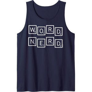 Scrabble Word Nerd Tiles Tank Top(Navy Blue)
