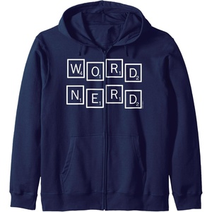 Scrabble Word Nerd Tiles Zip Hoodie(Navy Blue)