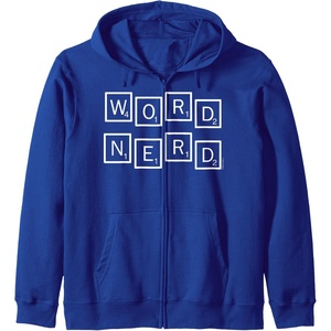 Scrabble Word Nerd Tiles Zip Hoodie(Royal Blue)