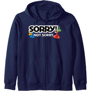 Sorry Not Sorry Logo Zip Hoodie(Navy Blue)