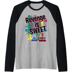 Sorry Revenge Is Sweet Raglan Baseball Tee(Black/Athletic Heather)