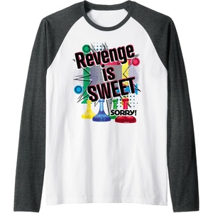 Sorry Revenge Is Sweet Raglan Baseball Tee(Dark Heather Grey/White)