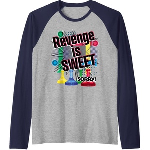 Sorry Revenge Is Sweet Raglan Baseball Tee(Navy Blue/Athletic Heather)