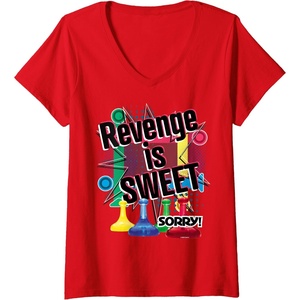 Sorry Revenge Is Sweet V-Neck T-Shirt(Red)