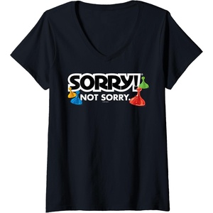 Womens Sorry Not Sorry Logo V-Neck T-Shirt(Black)