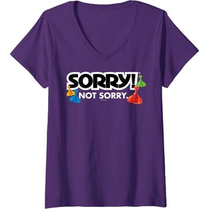 Womens Sorry Not Sorry Logo V-Neck T-Shirt(Purple)