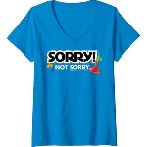 Womens Sorry Not Sorry Logo V-Neck T-Shirt(Sapphire Blue)