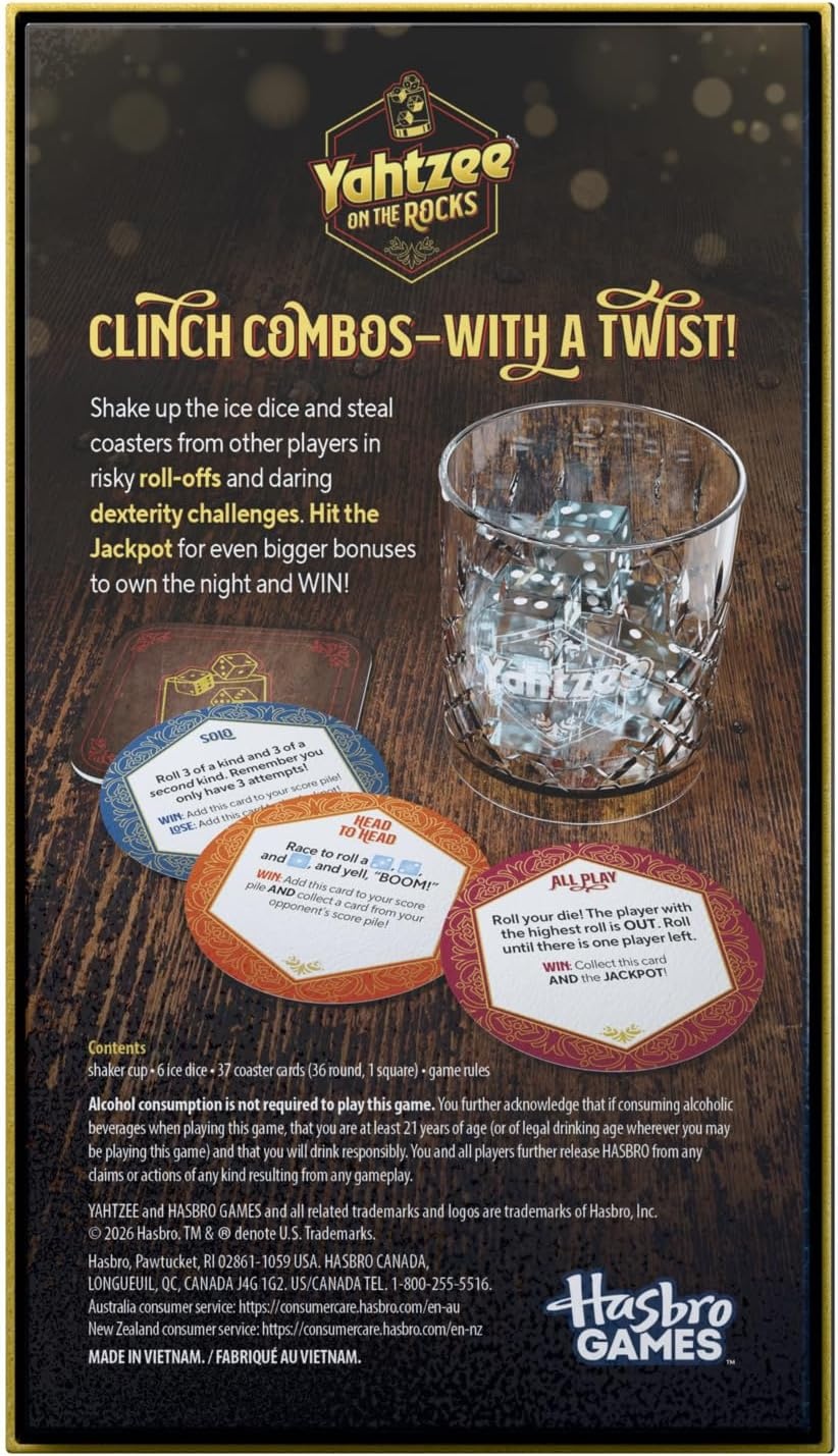 image:imageHasbro Gaming Yahtzee On the Rocks Dice Game Adult Party Game with Fun Challenges for Ages 21 2 to 6 Players 20 Mins Great Gifts for Adults