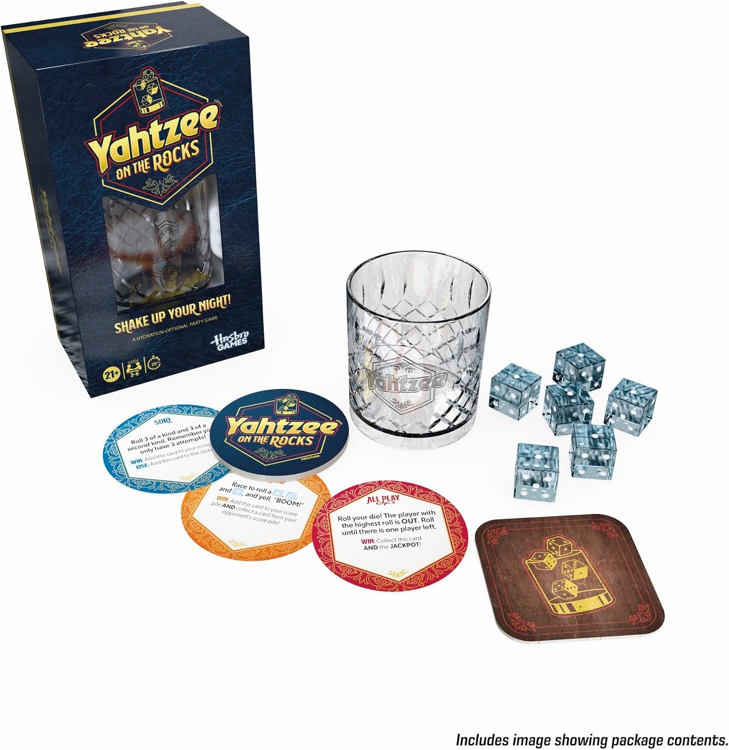 image:imageHasbro Gaming Yahtzee On the Rocks Dice Game Adult Party Game with Fun Challenges for Ages 21 2 to 6 Players 20 Mins Great Gifts for Adults